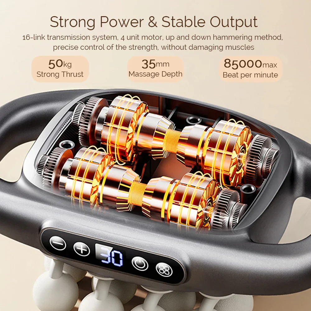 16-Head Fascia Massage Gun, High-Frequency Vibration for Back, Waist, Neck, and Shoulder Muscles