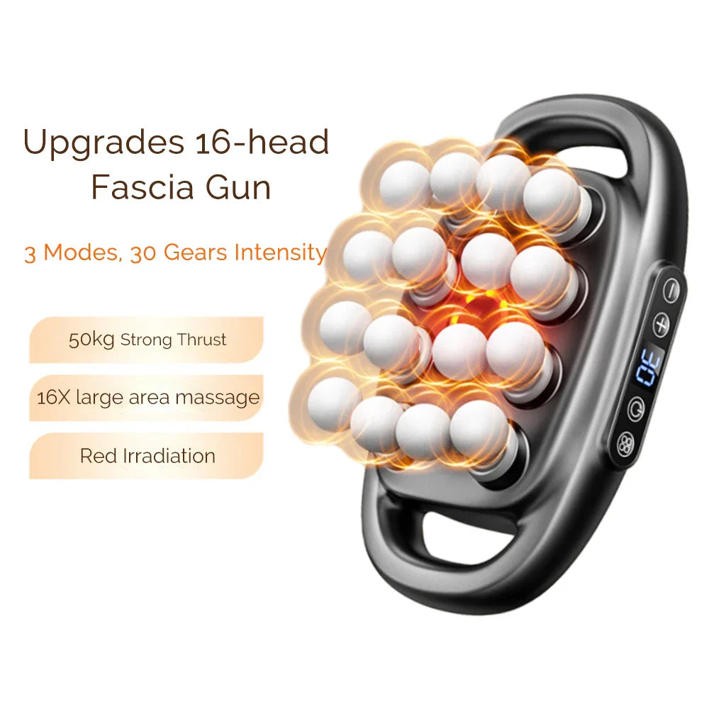 16-Head Fascia Massage Gun, High-Frequency Vibration for Back, Waist, Neck, and Shoulder Muscles