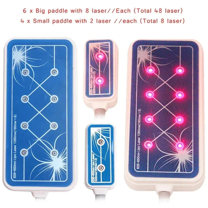 160mw Lipo Laser LLLT Lipolysis Machine, 635nm-650nm, 14 Pads for Slimming and Fat Loss