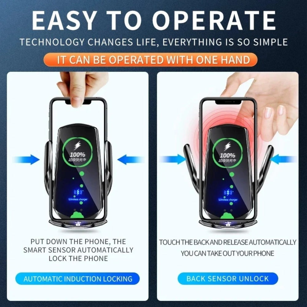 100W Wireless Car Charger Mount for iPhone 14 13 12 11 Pro Samsung Xiaomi Fast Charging