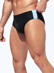 Men's Colorblock Swim Briefs - Medium Stretch, 20% Elastane, Contrast Side Seam