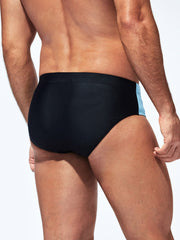 Men's Colorblock Swim Briefs - Medium Stretch, 20% Elastane, Contrast Side Seam