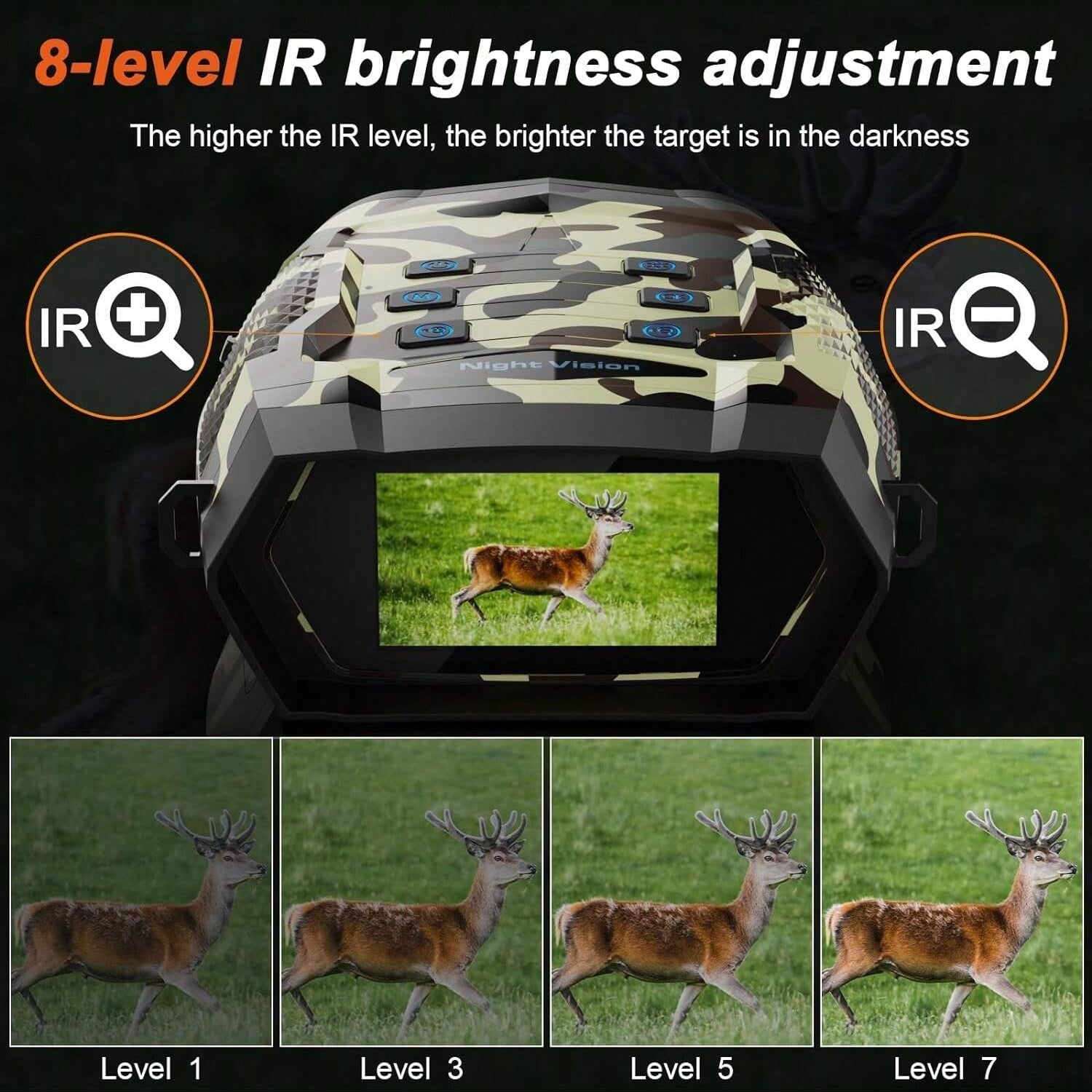 Night Vision Goggles 48MP 4K, Digital Infrared Binoculars 8X Zoom, 2000FT Range, 3'' Screen, 8 IR Levels, Camping, Hiking, Hunting