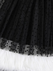 Cute Tween Girl Polka Dot Mesh Flare Skirt - Midi Length, Natural Waist, 100% Polyester