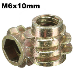 5Pcs M6x10mm Hex Drive Screw In Threaded Insert For Wood Type E