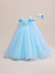 Tween Girl Party Dress - Bow Back, Mesh Overlay, Fit and Flare, Sleeveless, Long Length