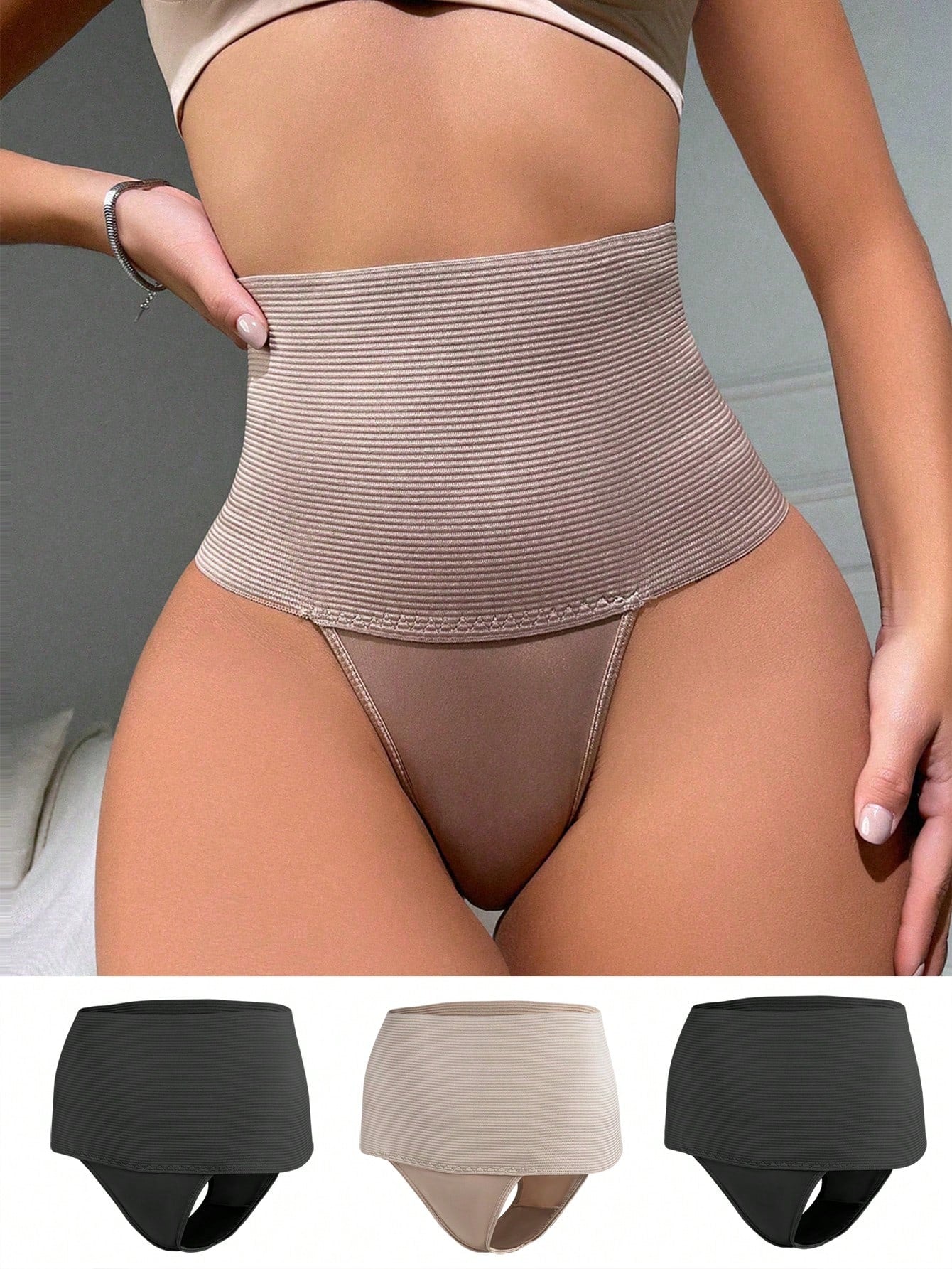 3-Pack High Waisted Shapewear Panties - Solid Colors