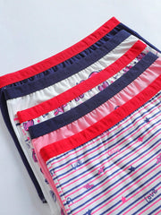 Tween Girl 5pcs Heart & Letter Graphic Boxer Briefs - Striped, Medium Stretch, Knitted Fabric