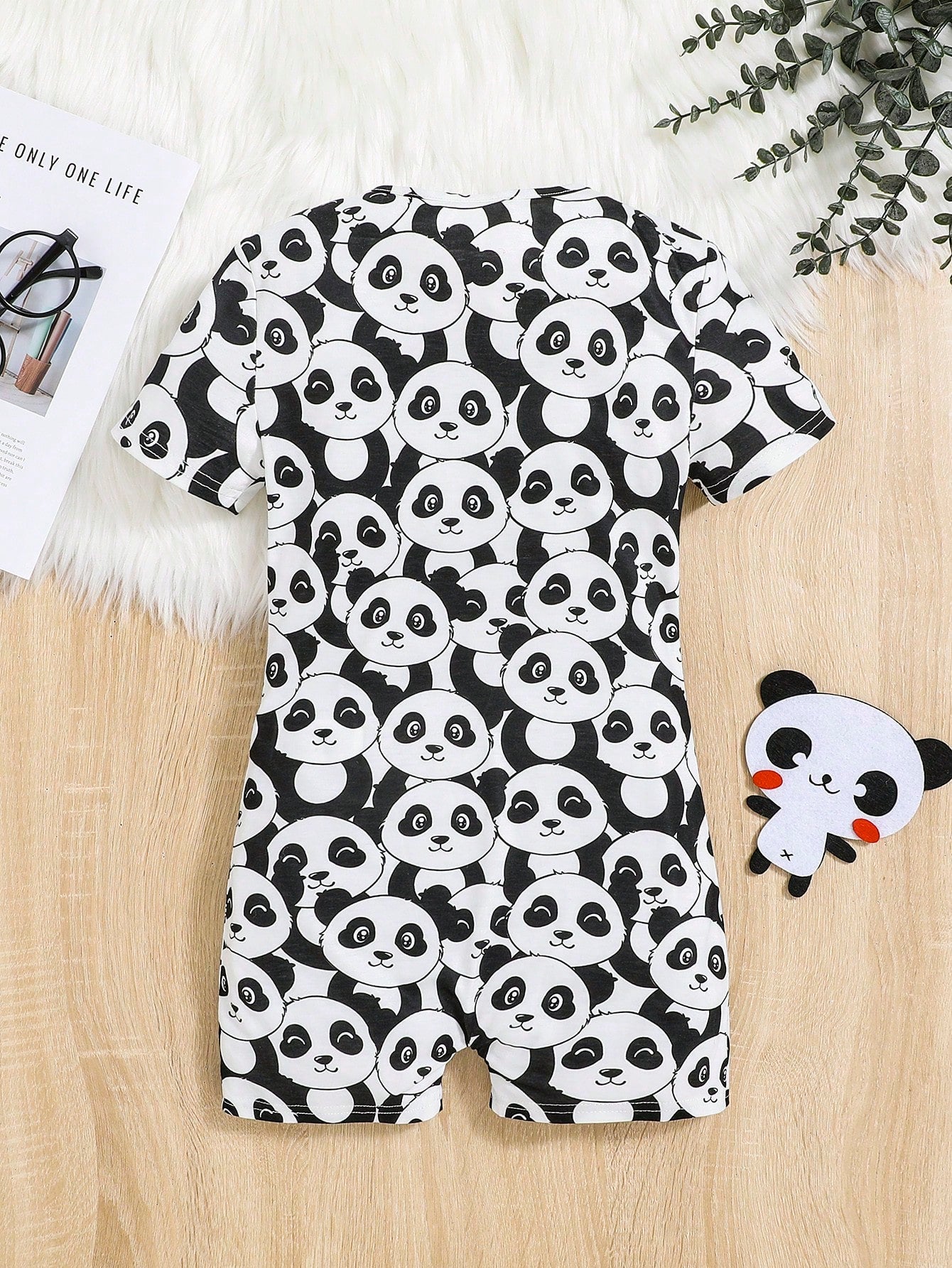 Cute Tween Girl Panda Print PJ Set - V Neck, Button Front, Short Sleeve, 2 Piece