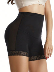 Women's Body Shaping Shorts with Lace Trim & Removable Pads for Tummy Control