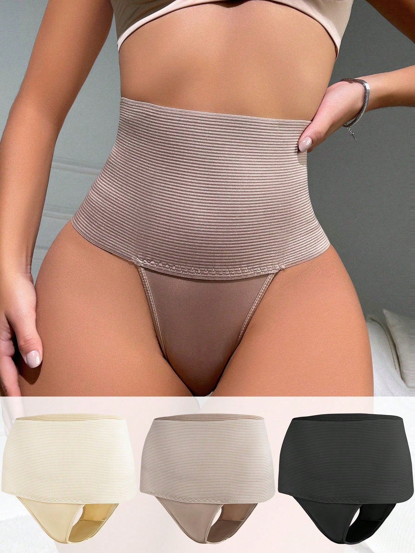 3-Pack High Waisted Shapewear Panties - Solid Colors