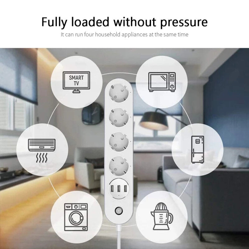 Wifi Smart Plug 3USB Charging Power Strip Timing Remote Voice Control Work Port Power Socket Support Alexa Google