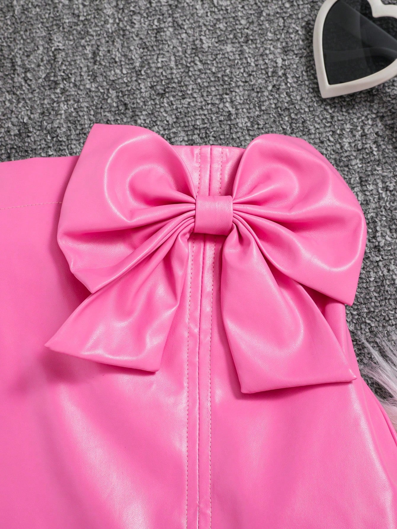 Tween Girls' Cute High Waist PU Leather Skirt - Bow Detail, Athletic Style