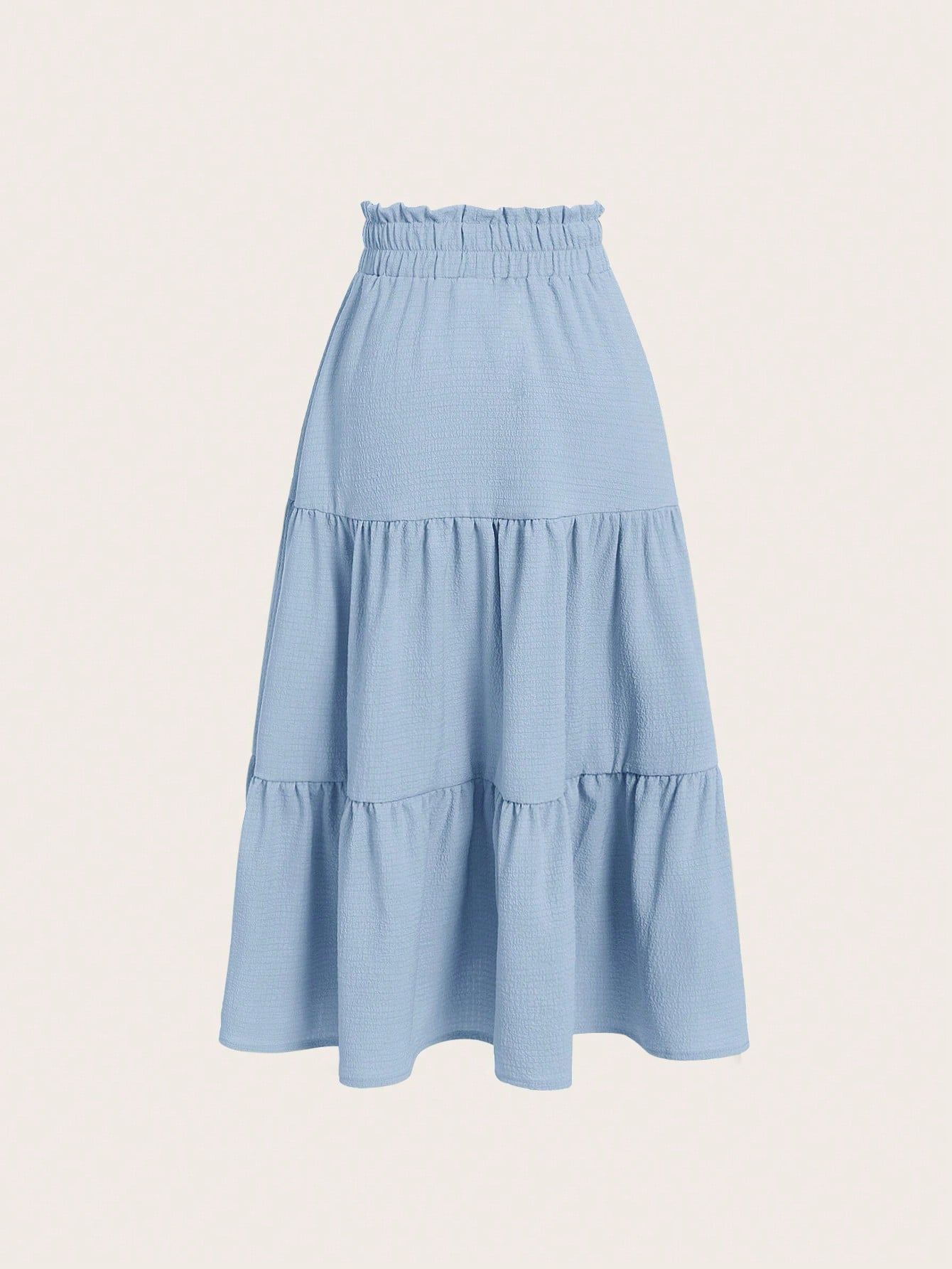 Casual Tween Girls Paperbag Waist Ruffle Hem Knot Front Long Skirt - Non-Stretch Woven Fabric