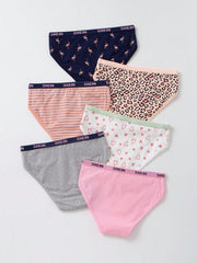 Tween Girl 6pcs Comfortable Underwear Set - Leopard, Heart, Stripes, Flamingo & Letter Prints