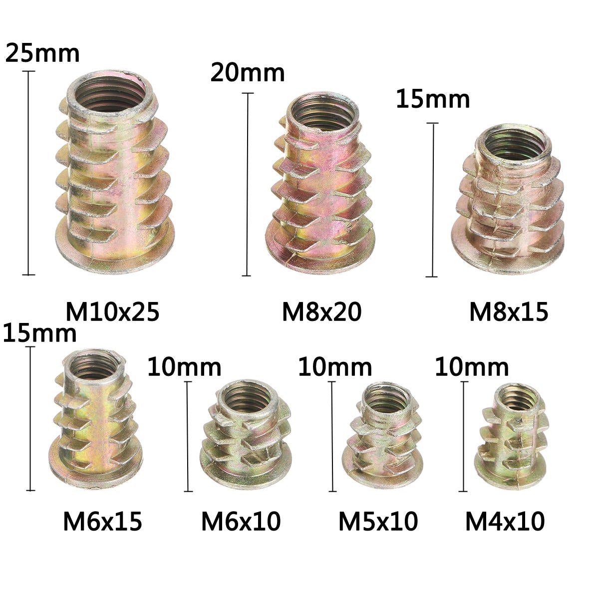 100PCS M4-M10 Metric Threaded Sleeve Screw Insert Nuts Hand Tools