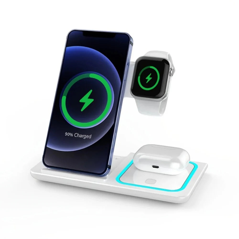 3-in-1 Wireless Charger for iPhone 15/14/13/12 Pro Max, Apple Watch, AirPods, 15W Fast Charging Dock