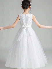 Tween Girl Lace Beaded Party Dress - Sleeveless Fit & Flare Ball Gown