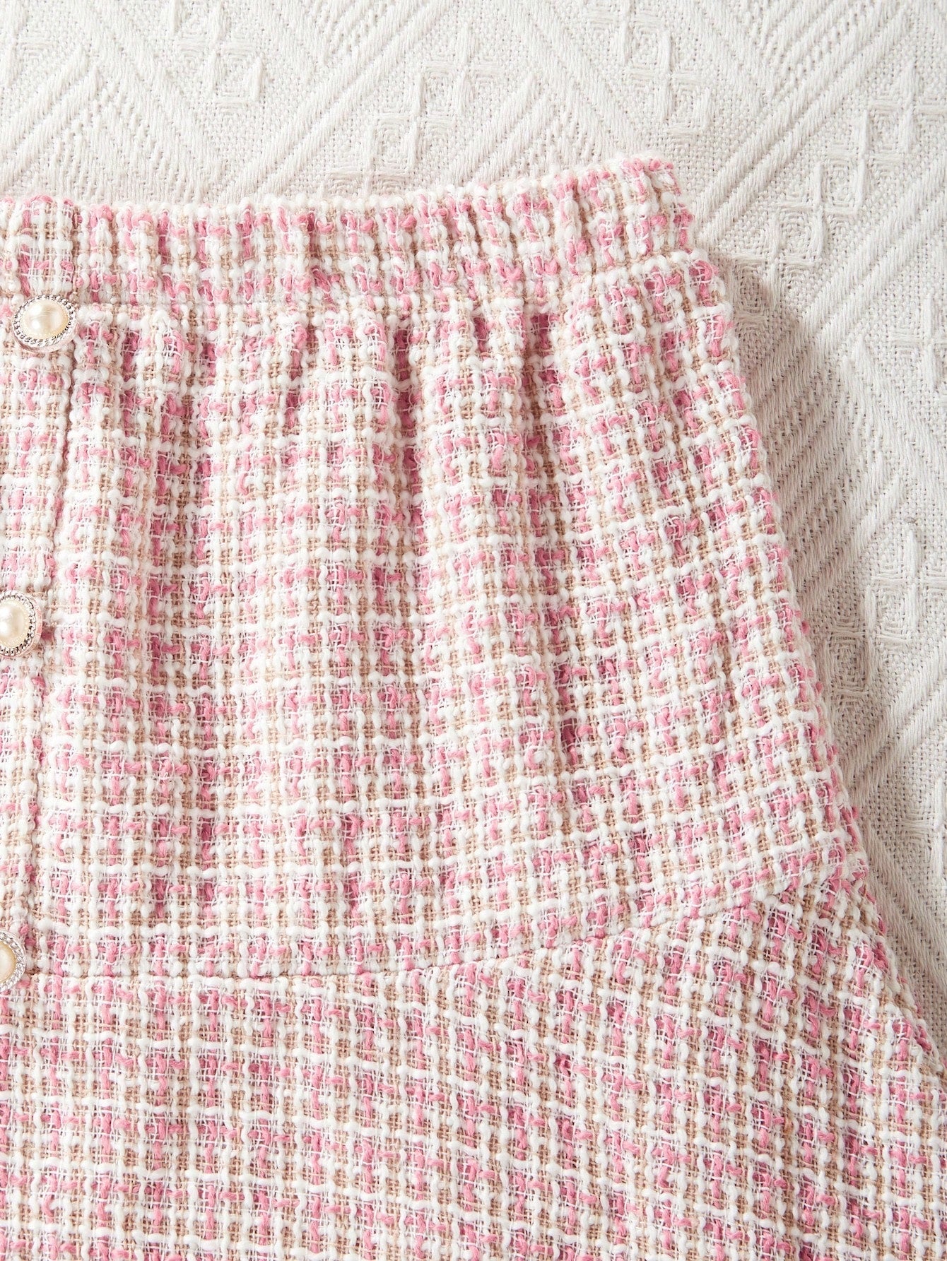 Girls' Checkered A-Line Skirt - Elastic Waist, Button Front, Plaid, Spring/Summer