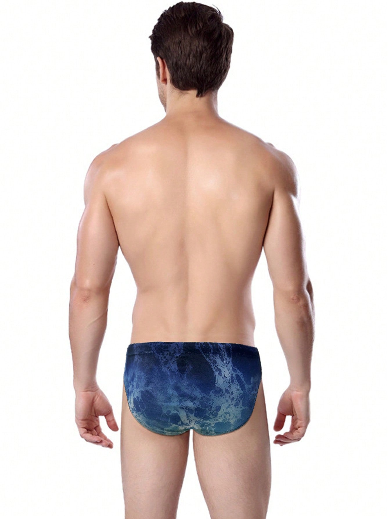 Men's Tie Dye Gradient Swim Trunks - High Stretch, 18% Elastane, Briefs