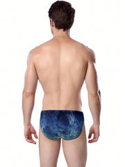 Men's Tie Dye Gradient Swim Trunks - High Stretch, 18% Elastane, Briefs