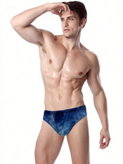 Men's Tie Dye Gradient Swim Trunks - High Stretch, 18% Elastane, Briefs