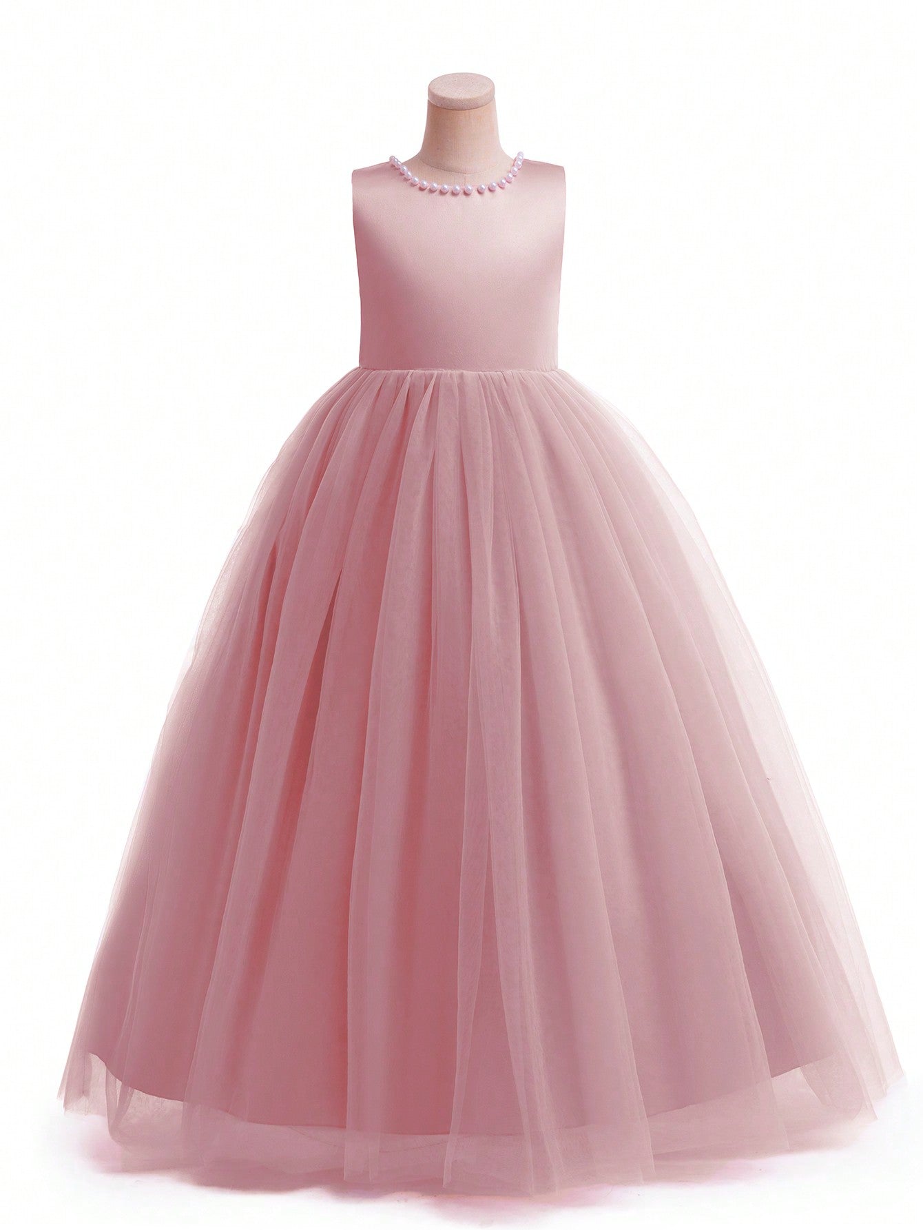 Elegant Tween Girl Backless Princess Dress with Bowknot - Ideal for Parties & Weddings