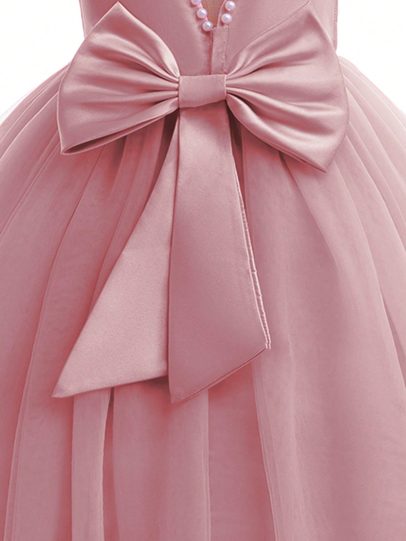 Elegant Tween Girl Backless Princess Dress with Bowknot - Ideal for Parties & Weddings