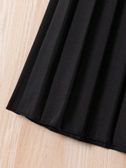 Tween Girl Casual Pleated Skirt - Elastic Waist, Short Length, Slight Stretch Fabric