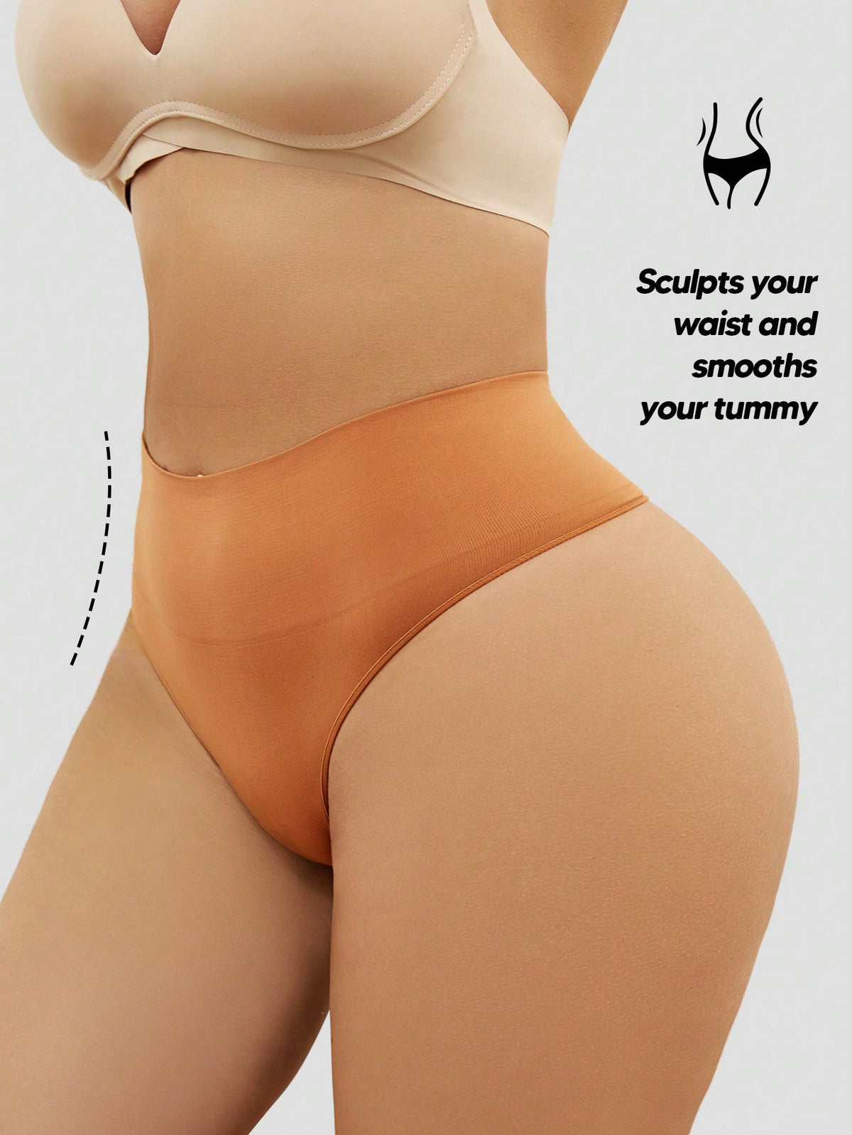 Women's Tummy Control Thong Shapewear - Mid High Waist Butt Lift Panties