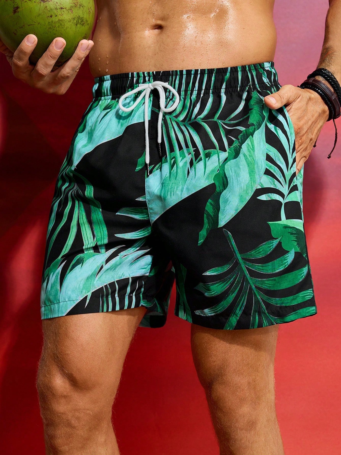 Tropical Printed Beach Shorts for Women & Men - Backless, Non-Stretch, All Over Print