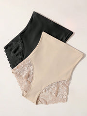 2-Pack Lace Scallop Trim Shapewear Panties - Contrast Design