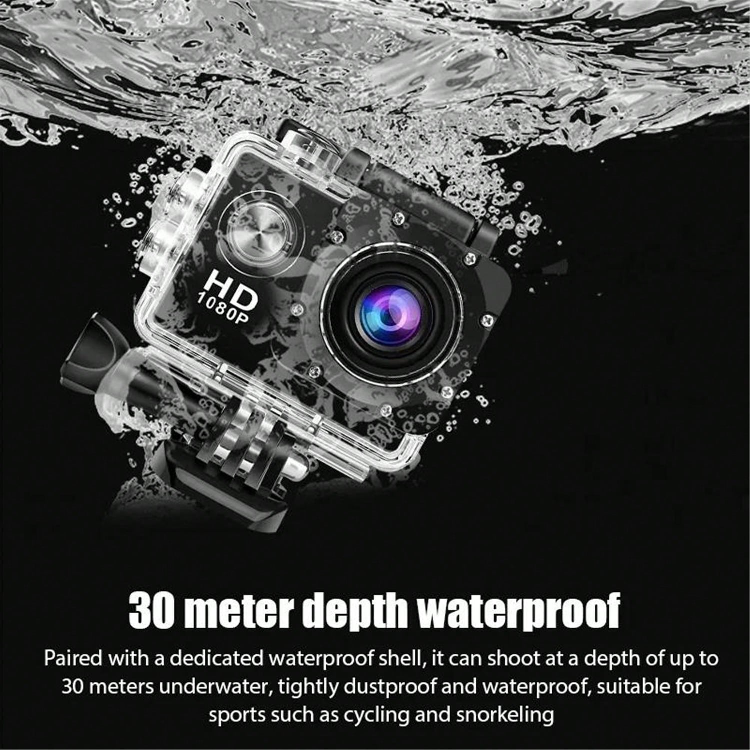 HD Mini Action Camera - 2.0" Screen, 30m Waterproof, Sports & Underwater Recording