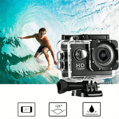 HD Mini Action Camera - 2.0" Screen, 30m Waterproof, Sports & Underwater Recording