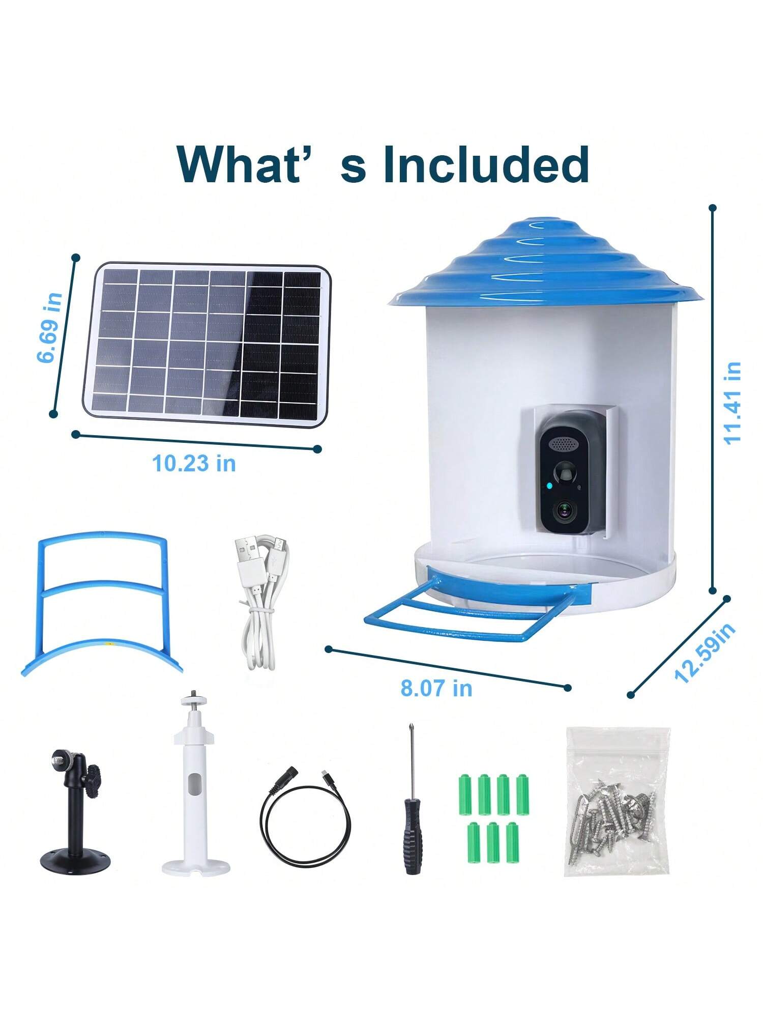 Smart Bird Feeder with Solar Camera, 1080P HD, AI Detection, WiFi, IP65 Waterproof