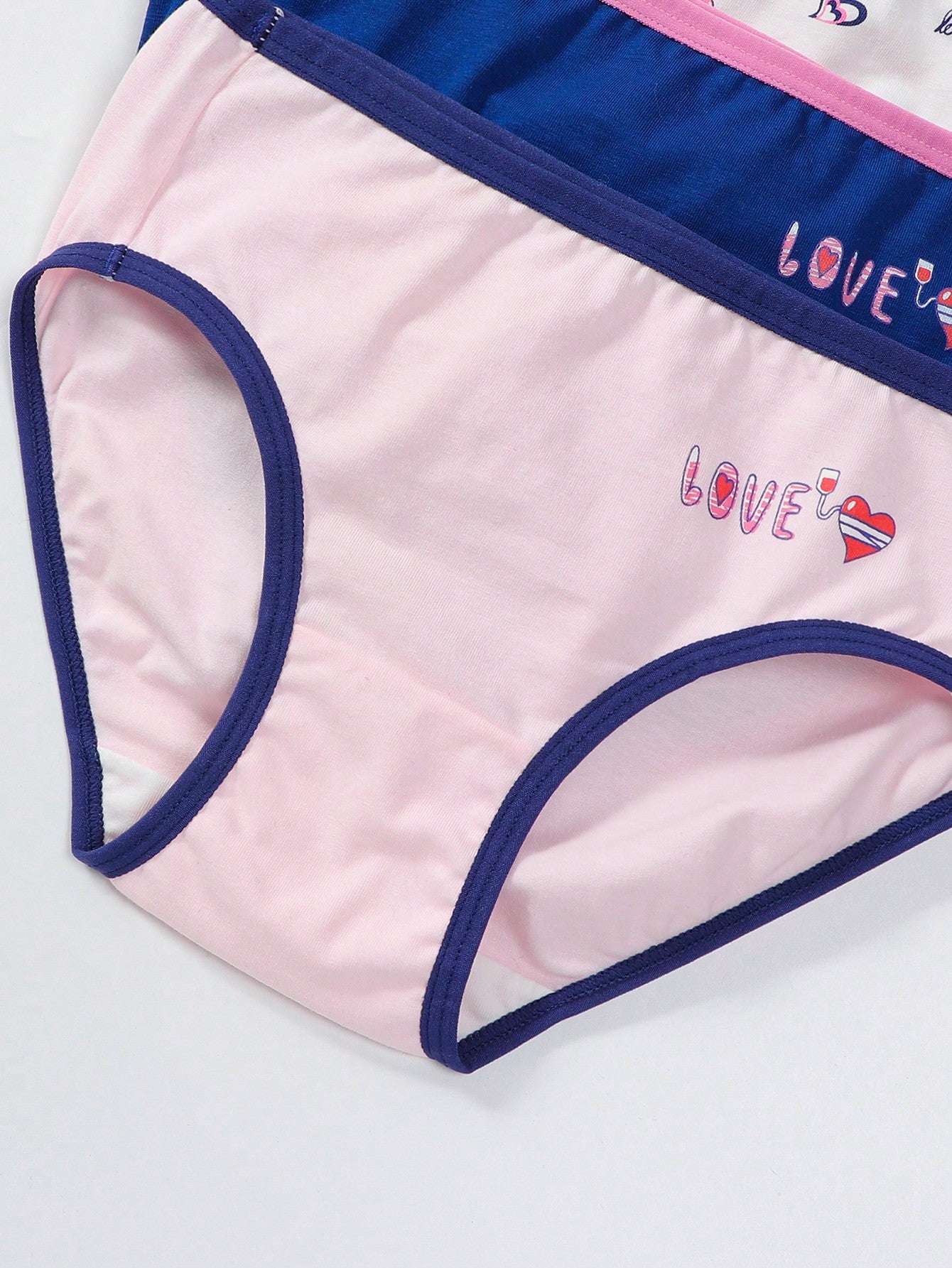 Tween Girl 6-Pack Triangle Panties - Heart Print, Color-Blocking, Contrast Binding, Stretch Fabric