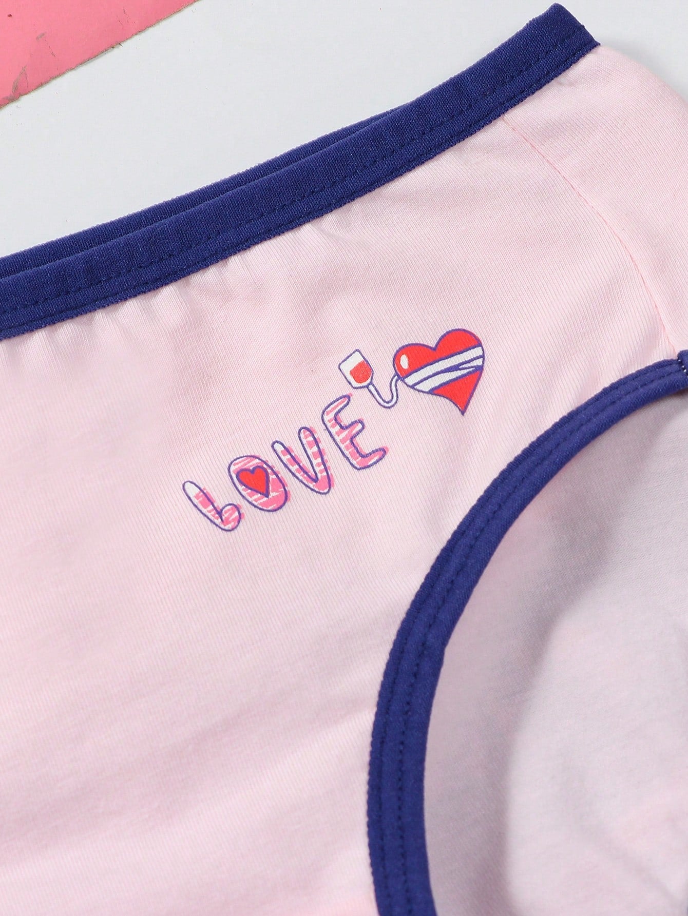 Tween Girl 6-Pack Triangle Panties - Heart Print, Color-Blocking, Contrast Binding, Stretch Fabric