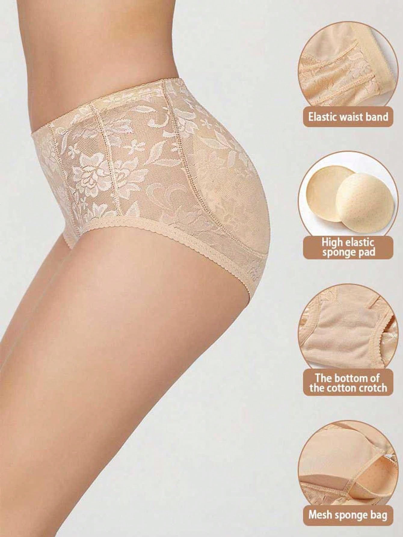 Women’s Low Waist Padded Butt Lifter Panties - Lace Body Shaper Underwear