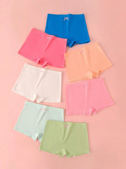 Tween Girl Macaron-Colored Comfortable Shortie Underwear - Soft Knitted Fabric, Machine Washable