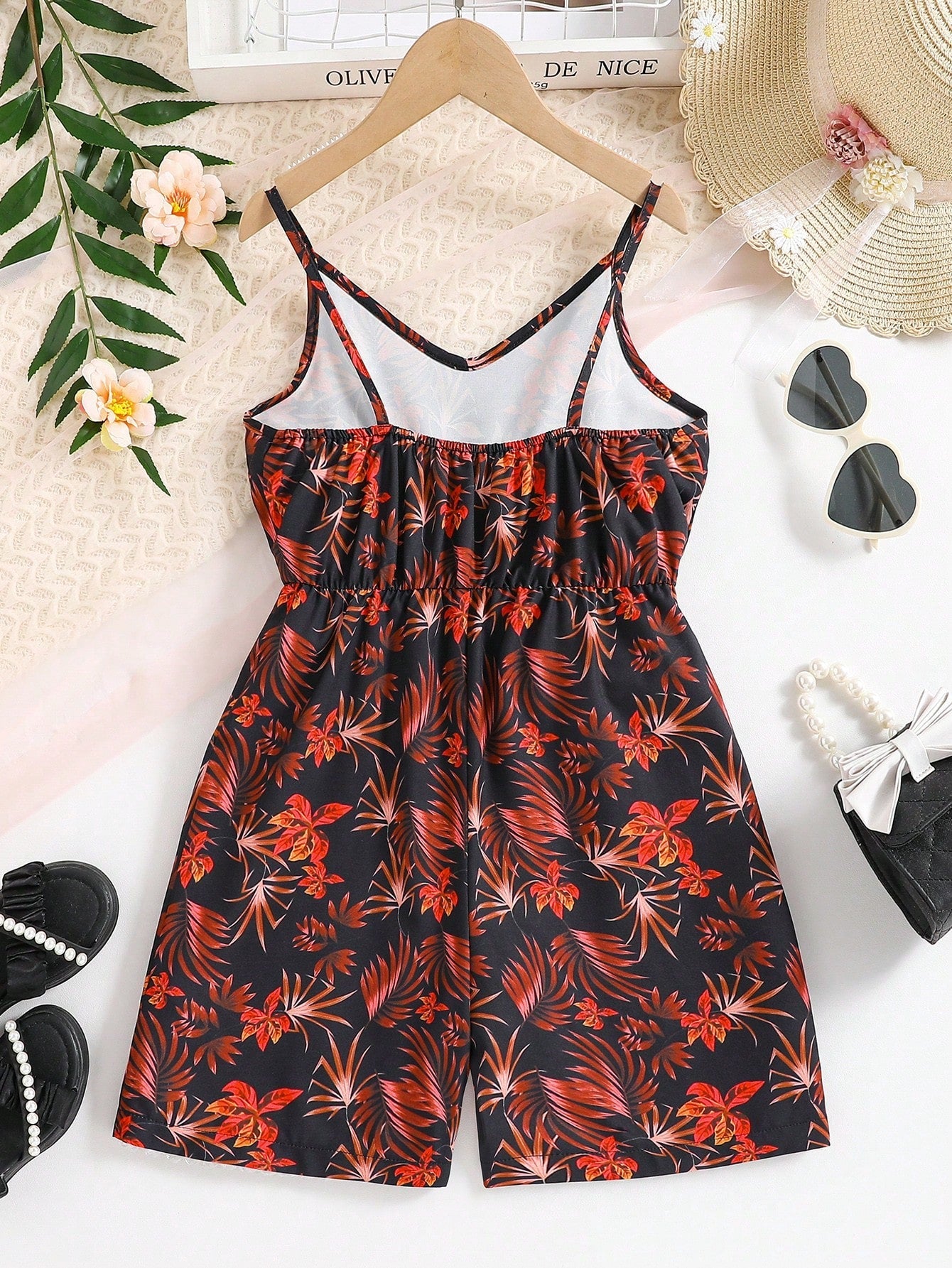 Boho Floral Print V Neck Jumpsuit for Tween Girls - Cool, Comfortable, and Fashionable Summer Outfit