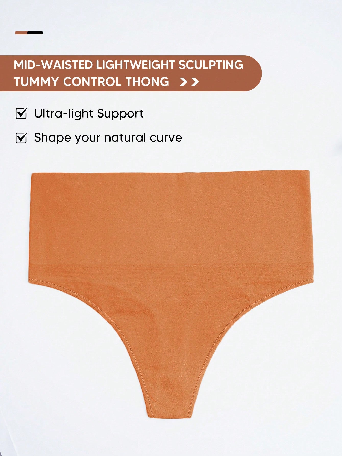 Women's Tummy Control Thong Shapewear - Mid High Waist Butt Lift Panties