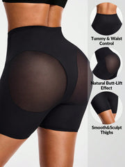 High Waisted Mid Thigh Shapewear Shorts - Tummy, Waist & Butt Control