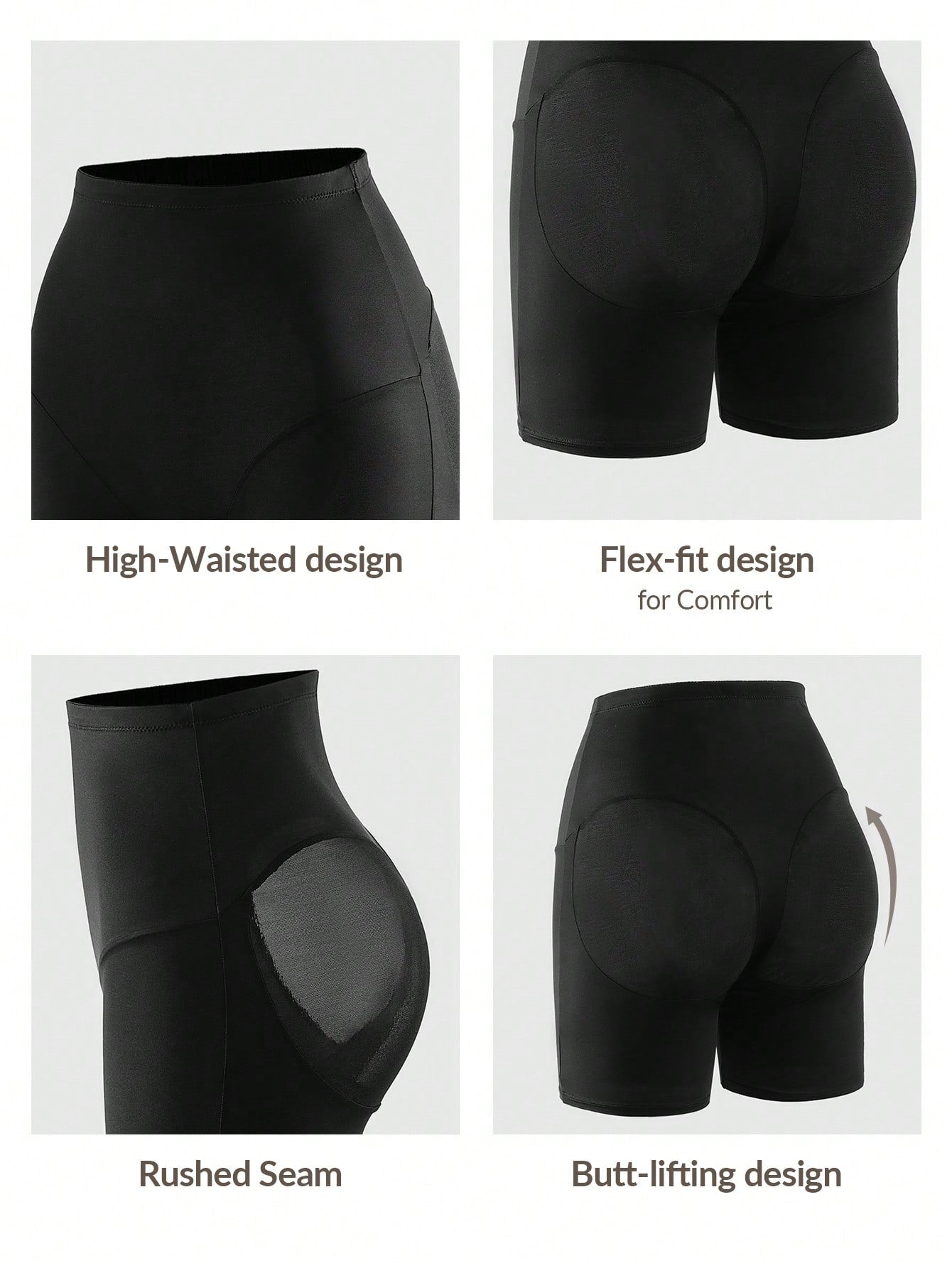 High Waisted Mid Thigh Shapewear Shorts - Tummy, Waist & Butt Control