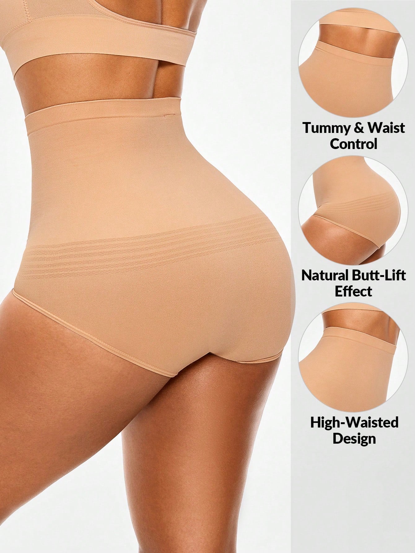 High-Waisted Seamless Shapewear Shorts - Tummy & Waist Control, Butt Lifter