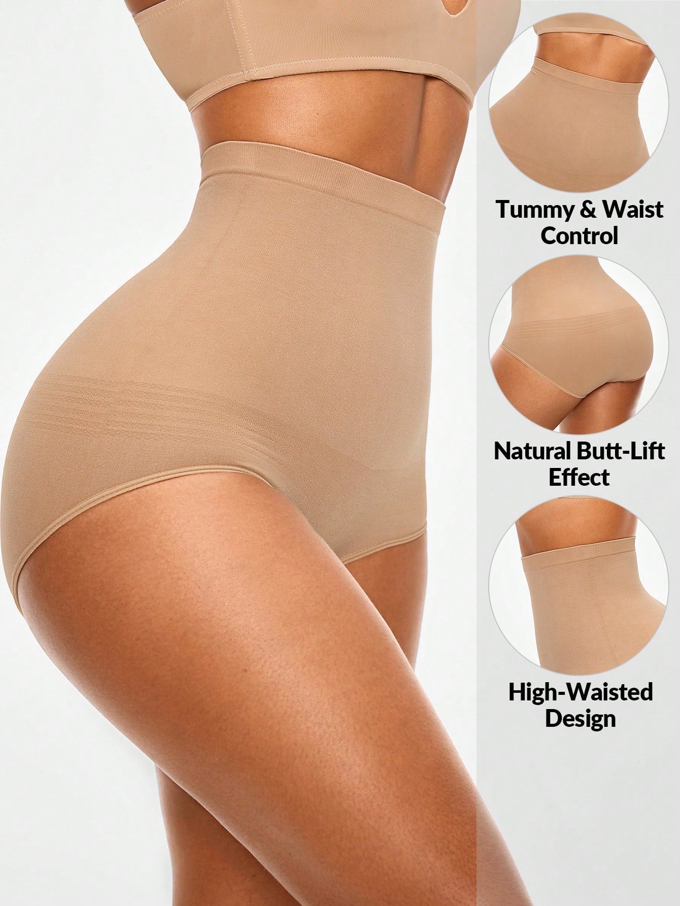 High-Waisted Seamless Shapewear Shorts - Tummy & Waist Control, Butt Lifter