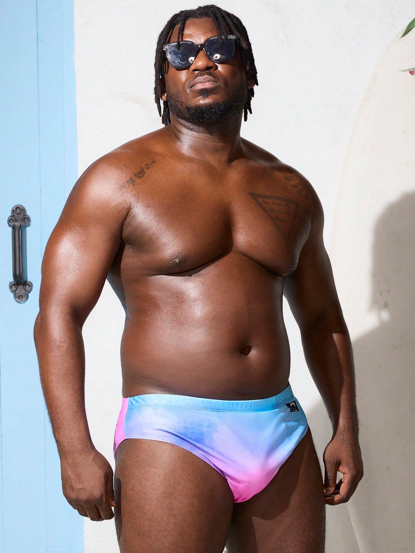 Men's Plus Size Tie Dye Swim Briefs - Low Waist, High Stretch, Summer Beachwear