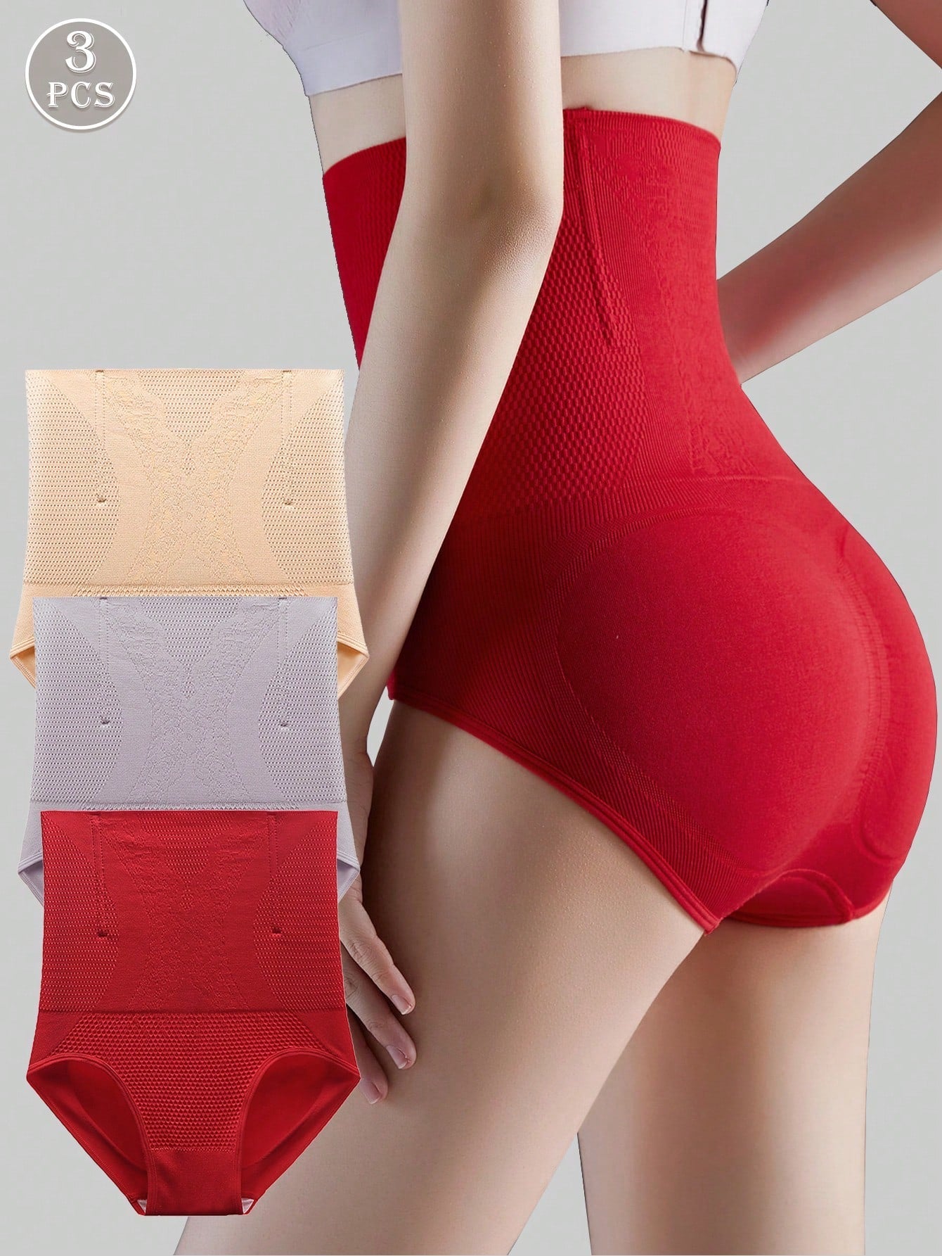 3pcs High Waist Seamless Body Shaper - Tummy Control Panties for Women