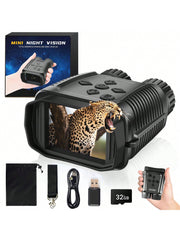 4K Mini Night Vision Goggles, Infrared Binoculars, 2.4" Screen, 8X Zoom, 7 IR Levels, 32GB Card