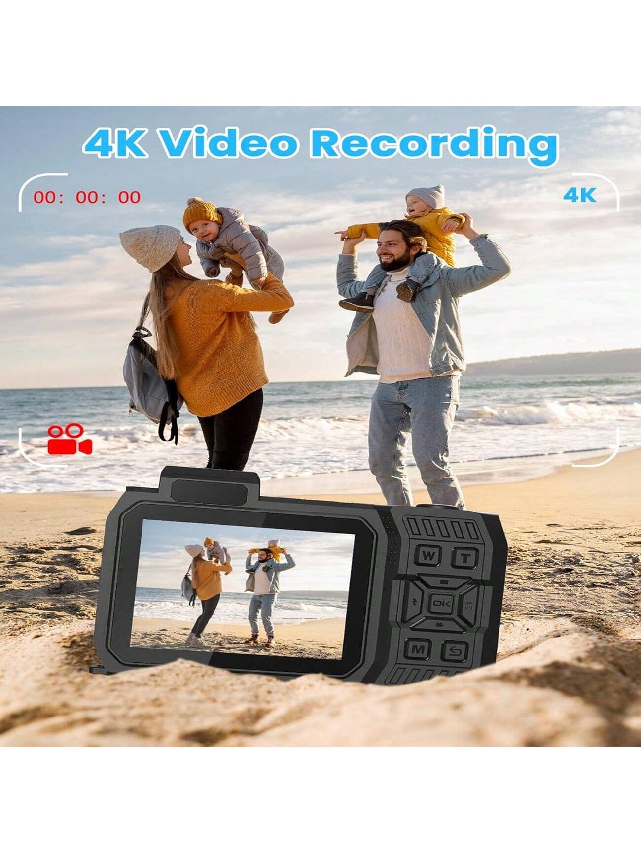 33FT 4K Waterproof Underwater Camera, 65MP Dual-Screen Selfie, Rugged Dustproof Shockproof, 64GB Card Included