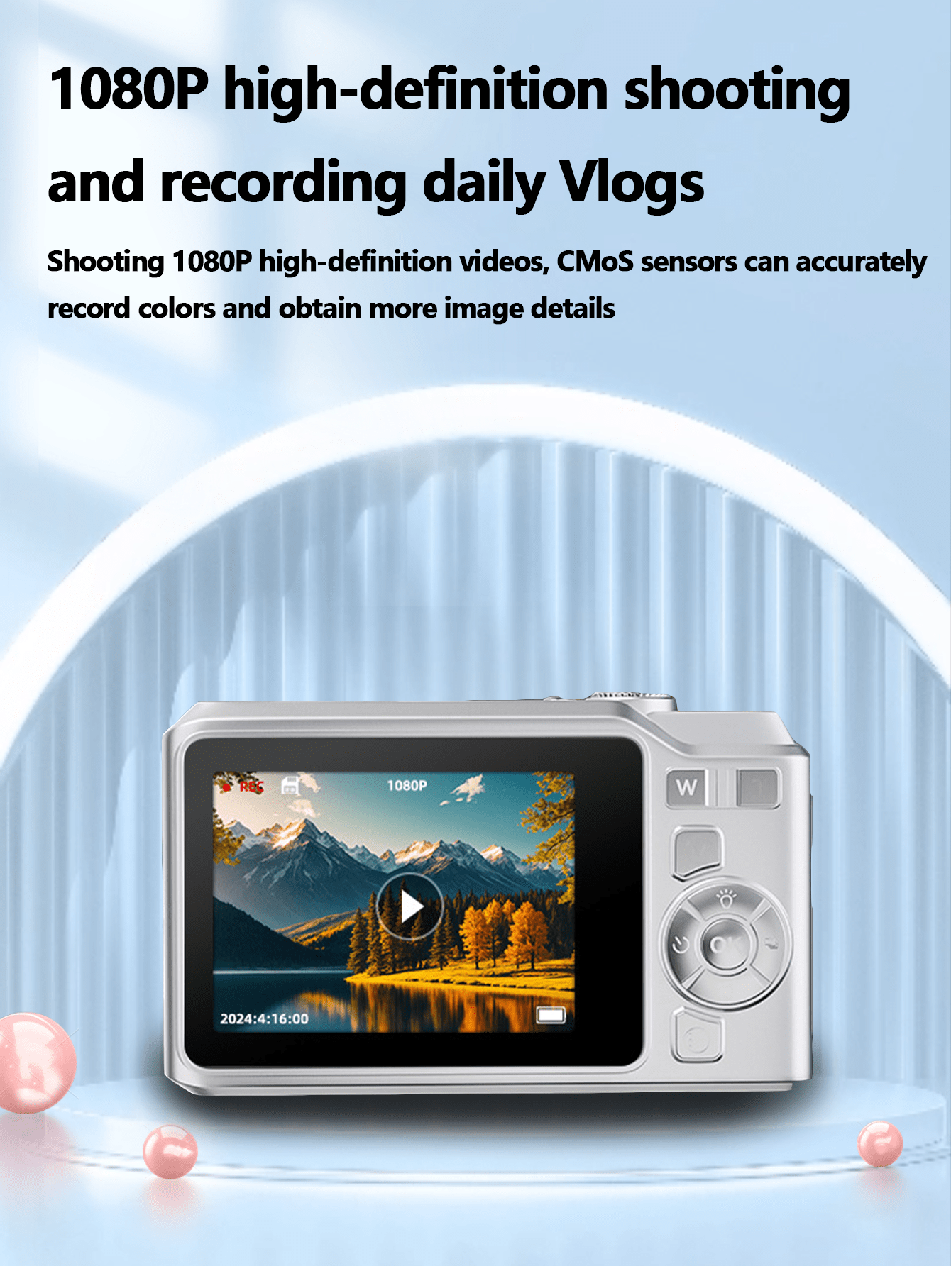 1080P Digital Camera Retro Style with Carry-On Feature